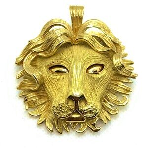 18K Ralph Lauren Solid Gold Lion RL Signed Heavy Brooch Pin Pendant (Ultra Rare)